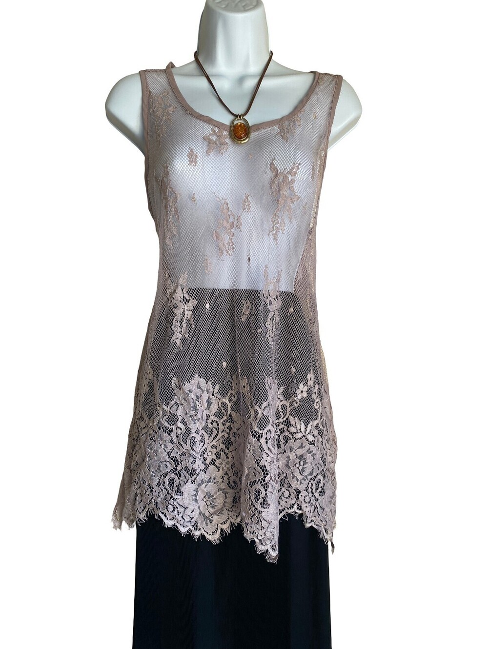 Maurices Plus 2X Lace Tunic Blouse Feminine Sheer Mesh Floral Whimsigoth